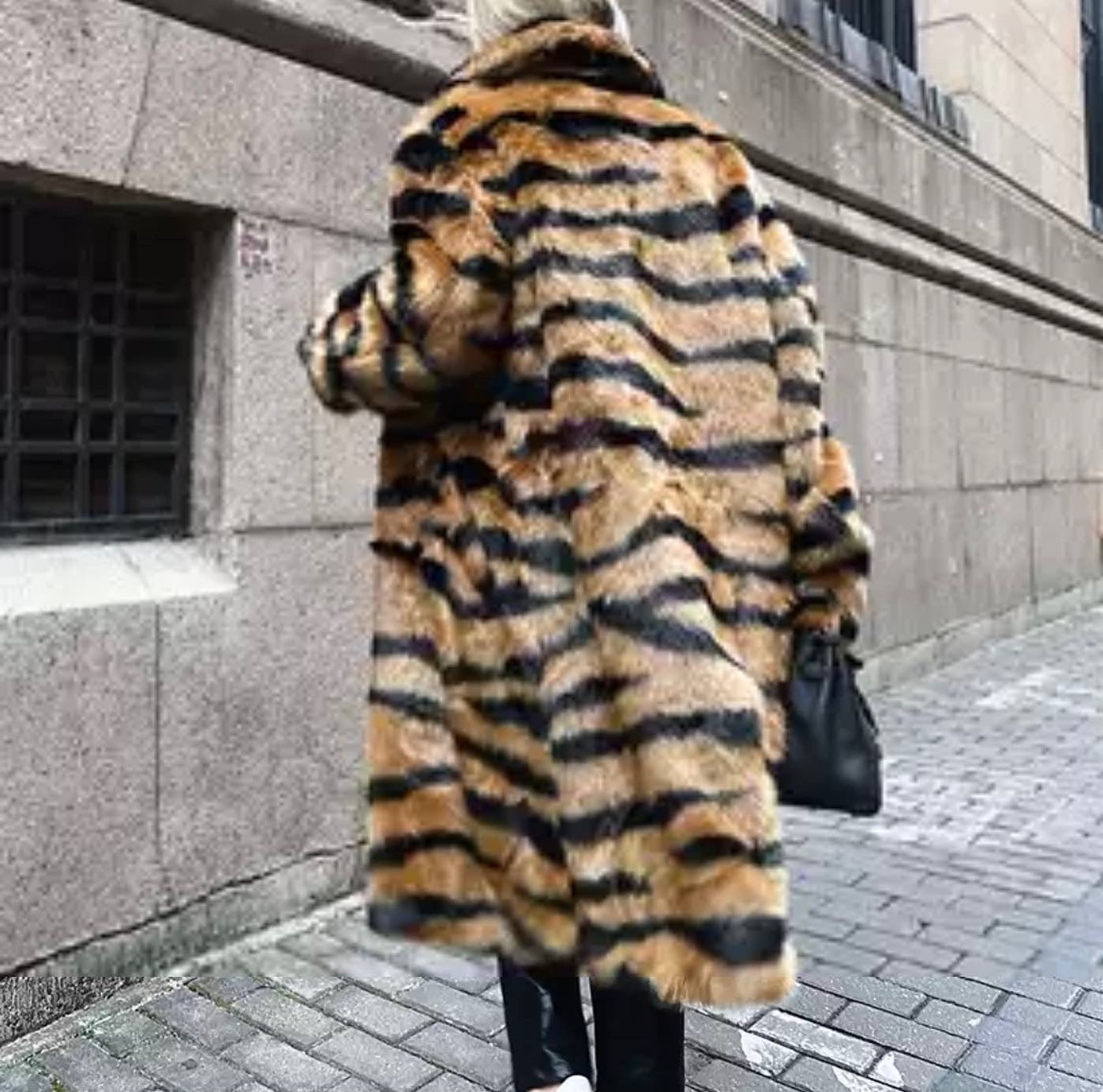 Tiger Print Faux Fur Coat