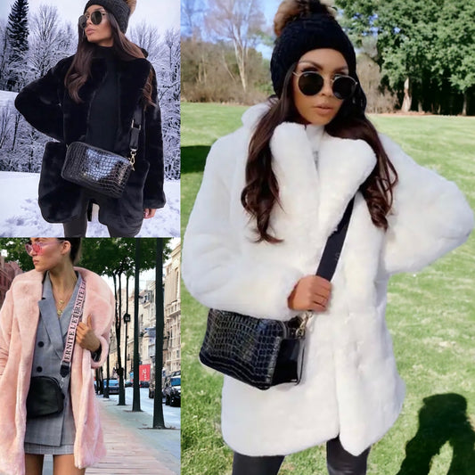 Cozy Faux Fur Super Soft Mid Length Jacket