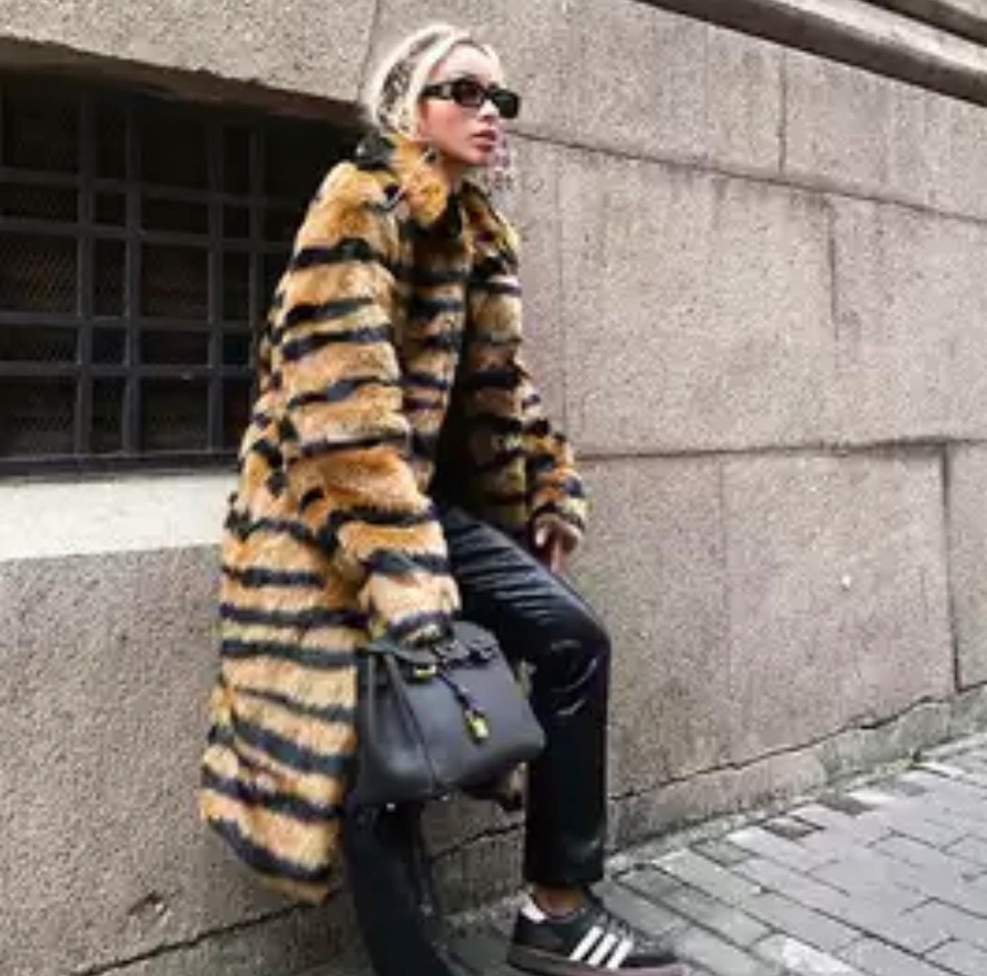 Tiger Print Faux Fur Coat