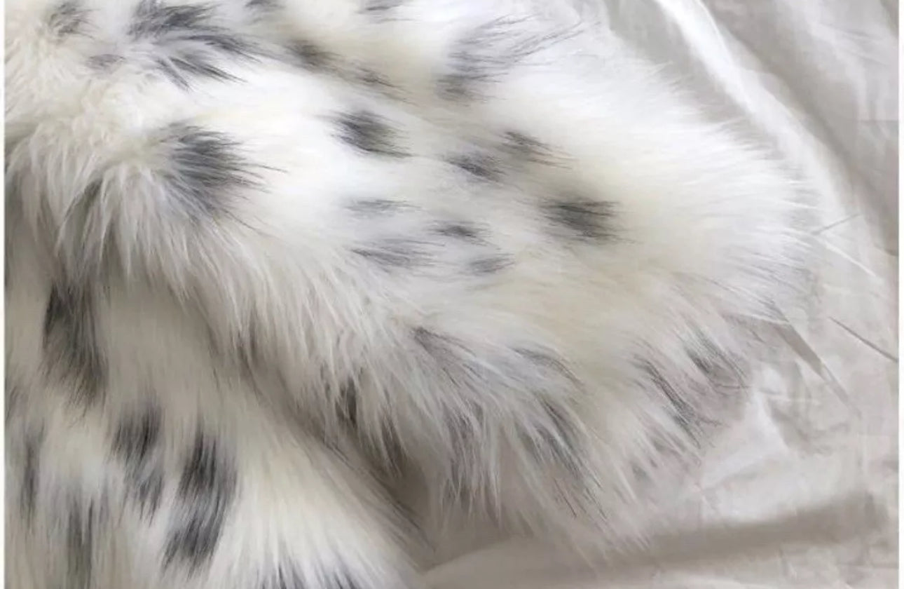 Minimalist Snow Leopard Faux Fur Coat