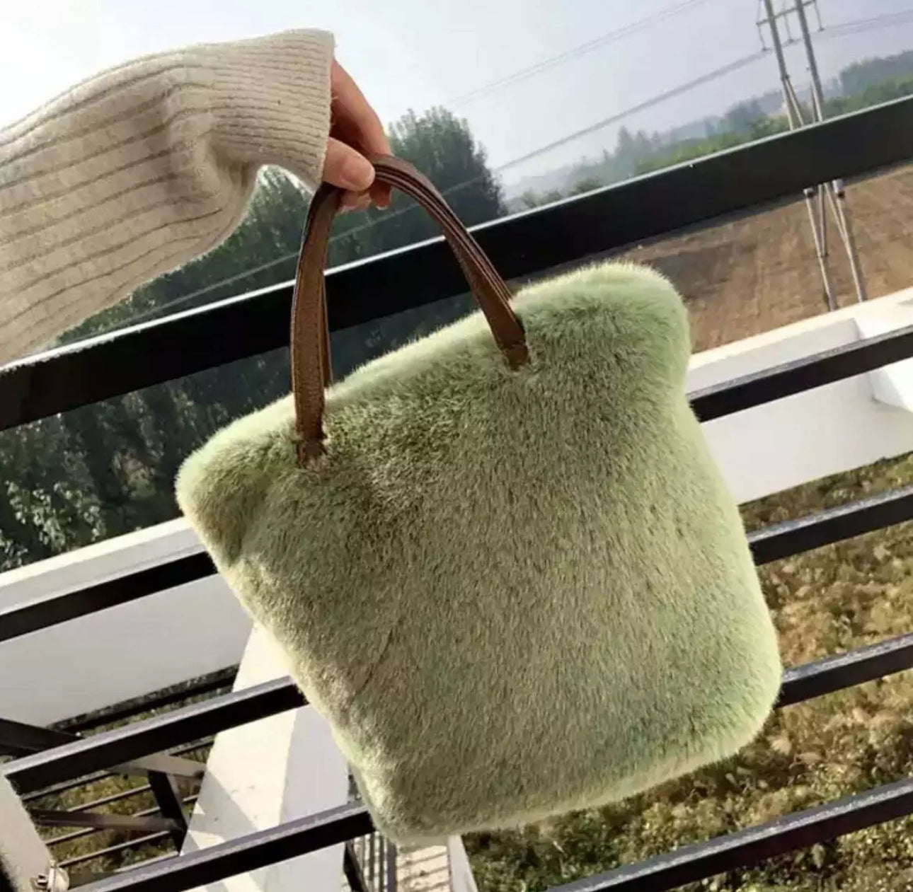 Luxe Faux Fur Handbag or Shoulder Bag Complete with gold chain