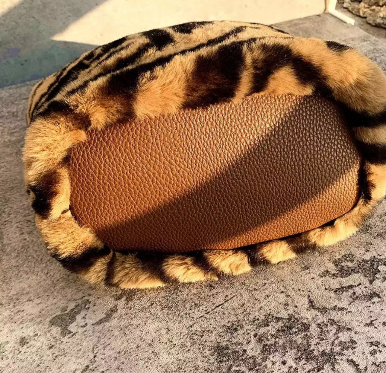 Luxe Faux Fur Handbag or Shoulder Bag Complete with gold chain