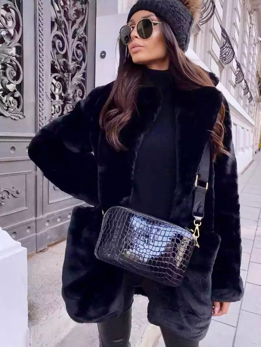 Cozy Faux Fur Super Soft Mid Length Jacket