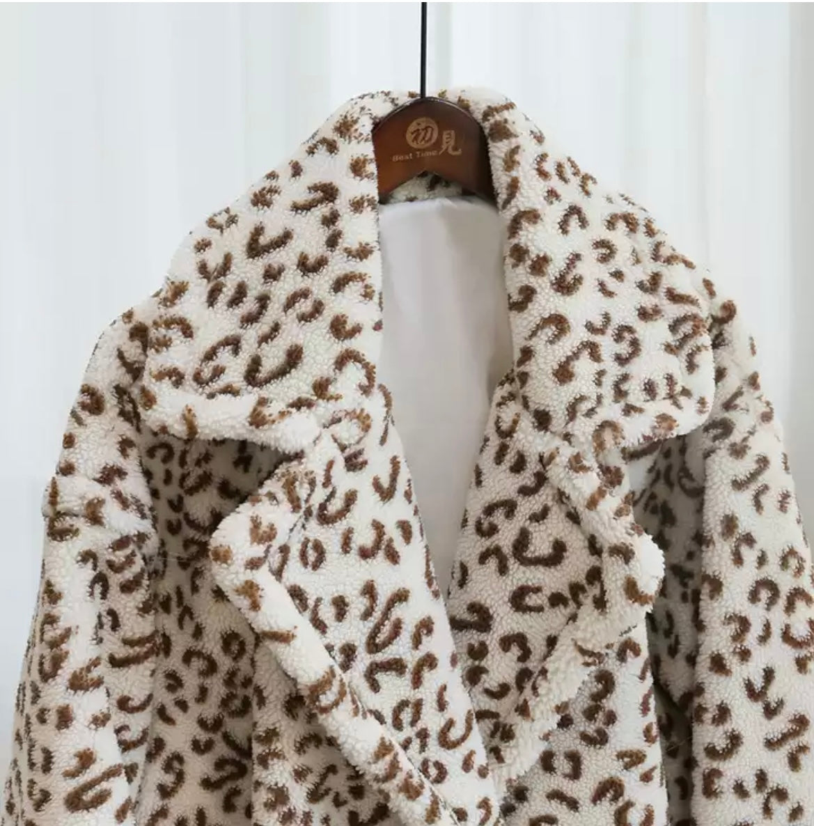 Gorgeous Teddy Bear Leopard Shearling Look Coat