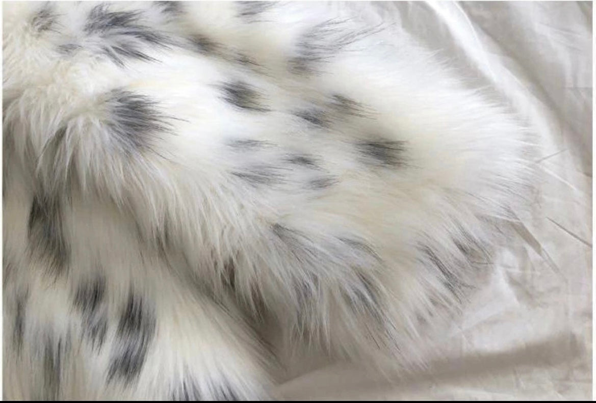 Minimalist Snow Leopard Faux Fur Coat