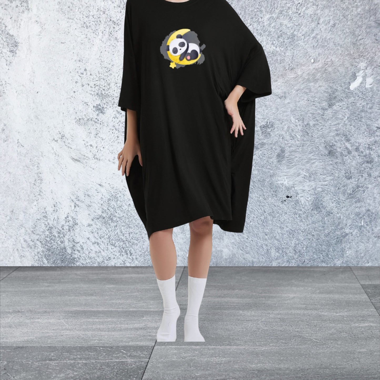 Oversized Sleeping Tee with Nursing-Friendly Front Access and Large Side Pockets