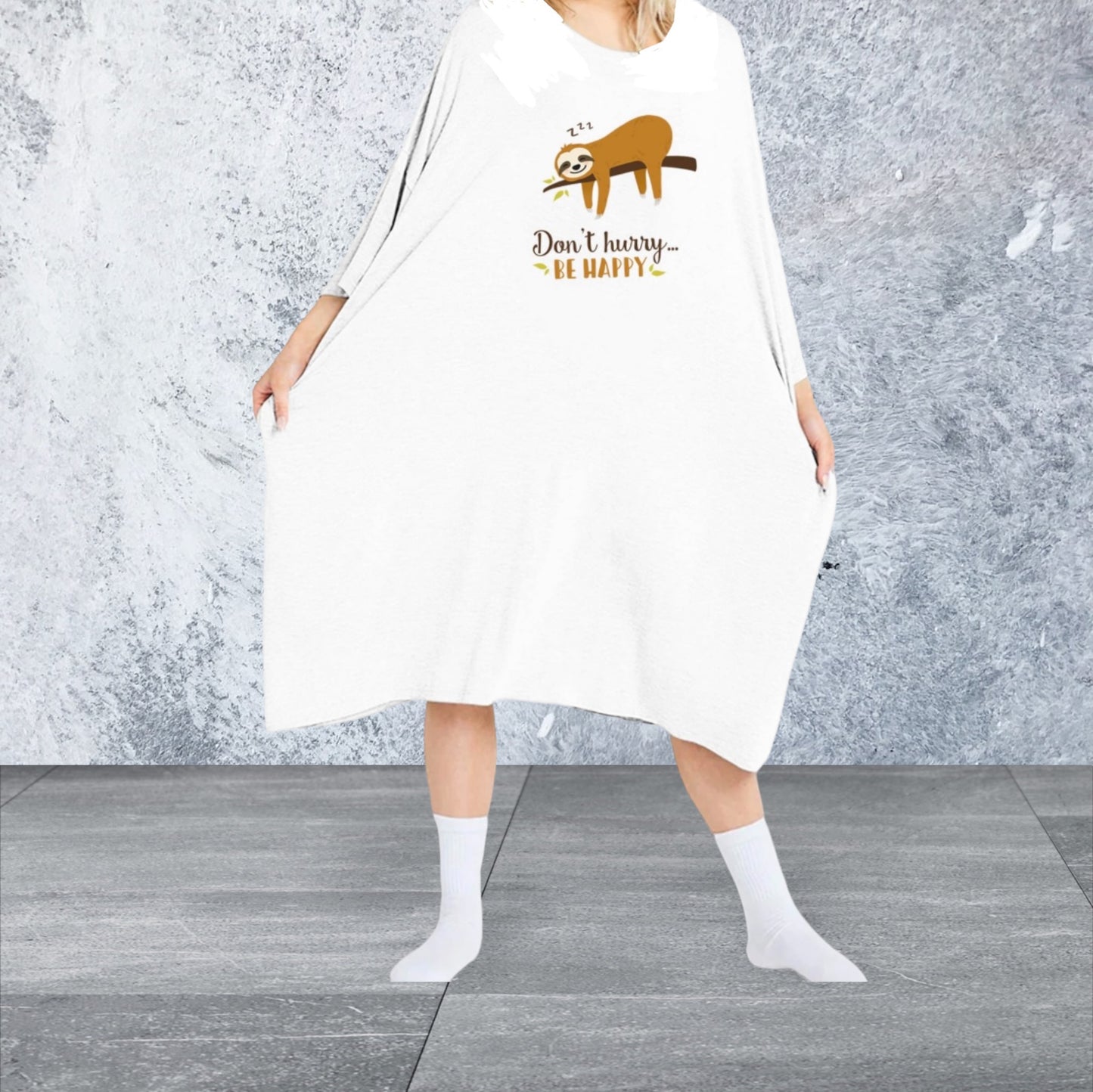 Oversized Sleeping Tee with Nursing-Friendly Front Access and Large Side Pockets