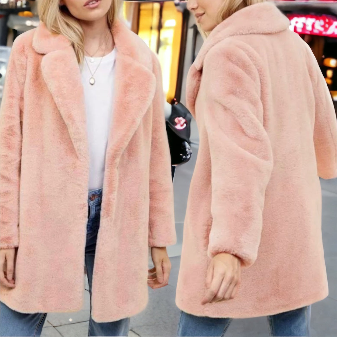 Cozy Faux Fur Super Soft Mid Length Jacket