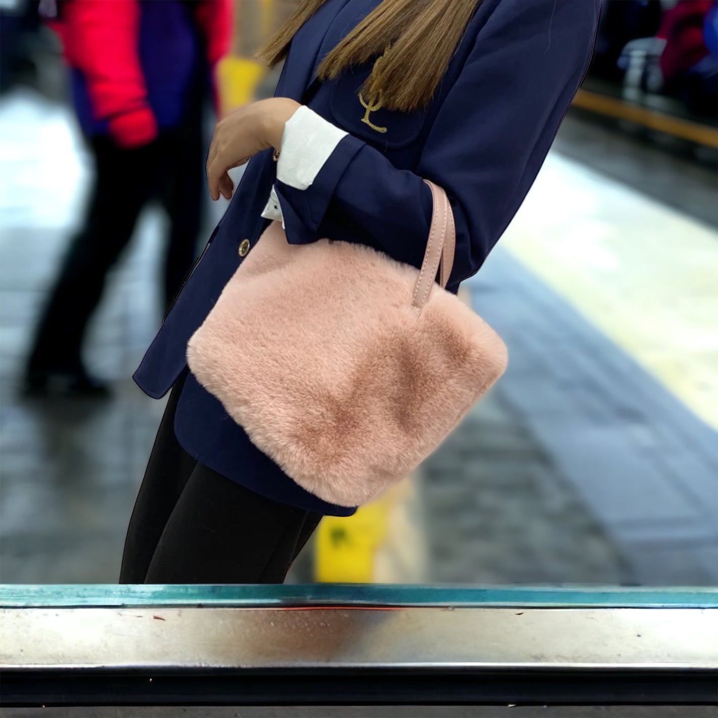 Luxe Faux Fur Handbag or Shoulder Bag Complete with gold chain