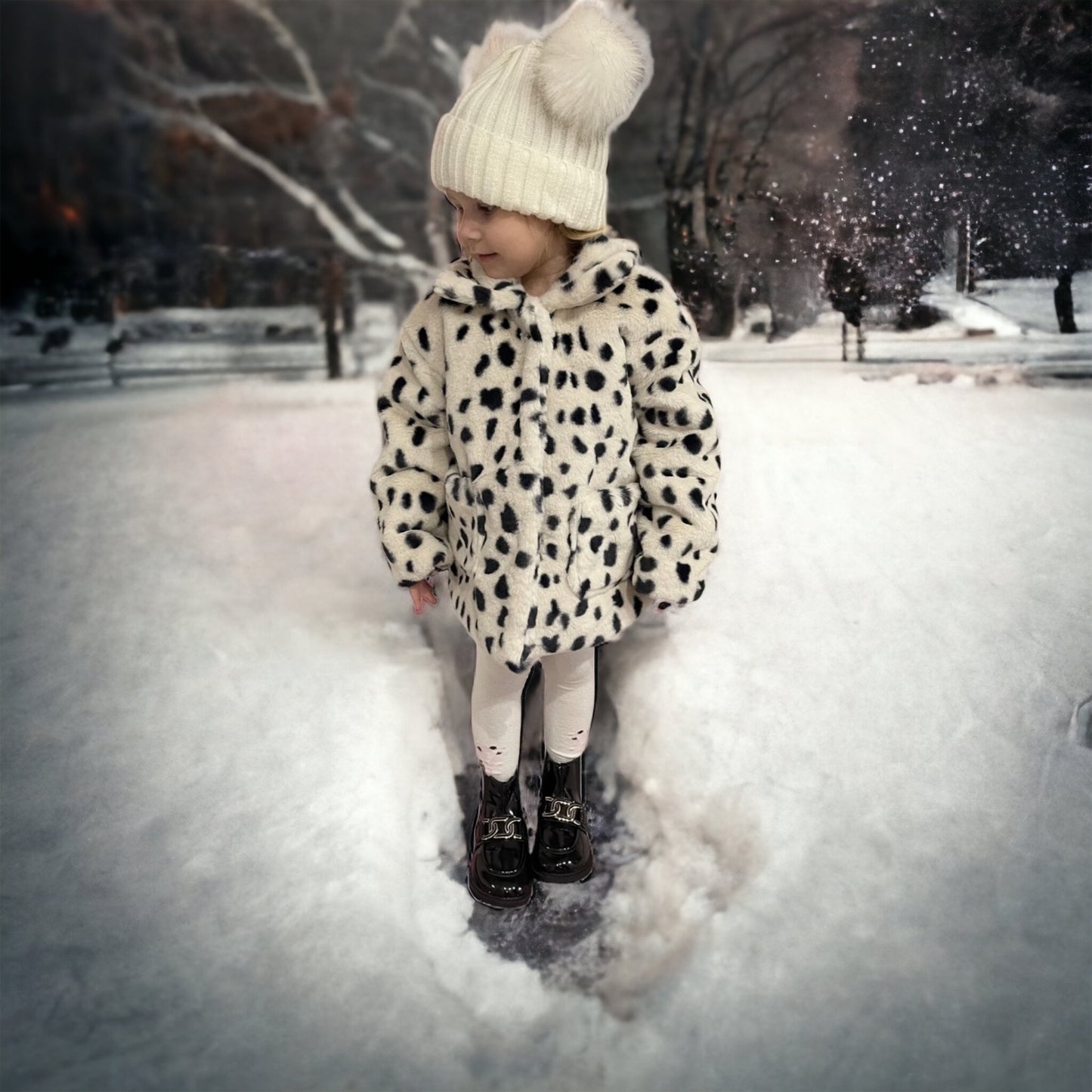 Super Warm Super Cute Faux Fur Jacket – Snow Leopard 1-8 years